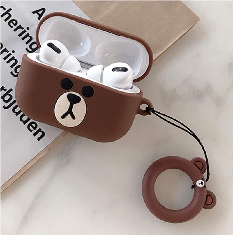 LEWOTE Silicone Case Funny Cover Compatible for Apple Airpods Pro & Pro 2[3D Animal Pet Pattern](Small Brown Bear) - Image 2